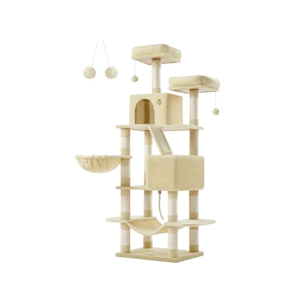 FEANDREA 66.1" Tall Large Multi-Level Cat Tree with 13 Scratching Posts