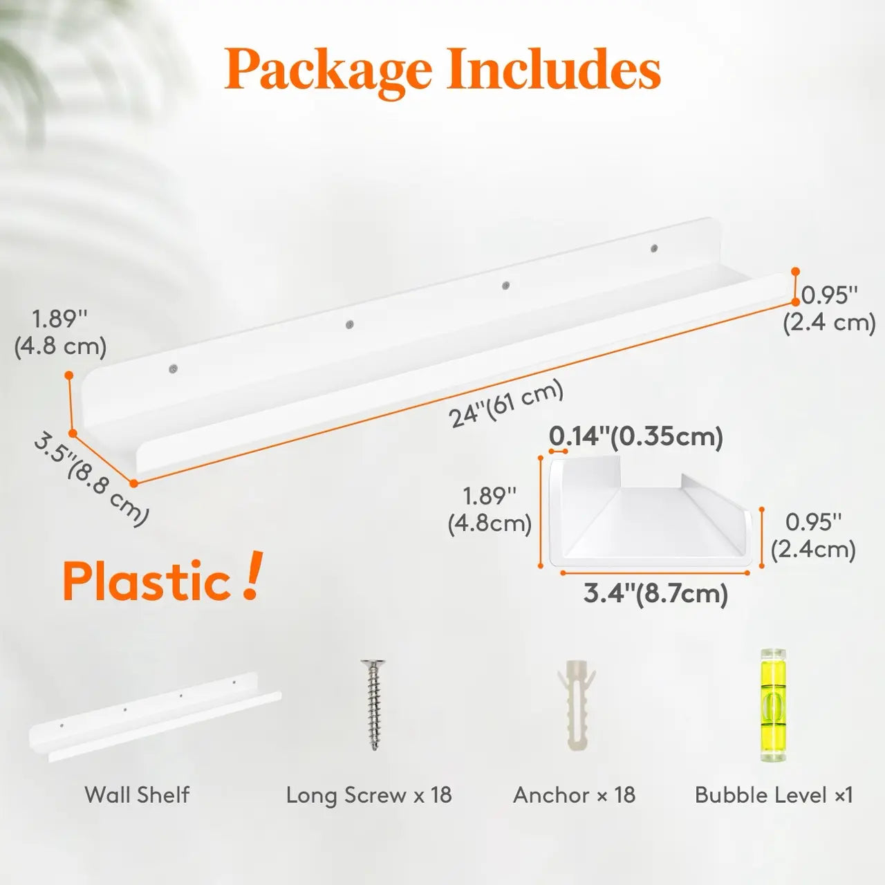 Lifewit Floating Shelves for Wall, Acrylic Shelf, Room Decor Bookcase/Vinyl Record/Photo/Picture in Bedroom, Living Room, Bathroom, Kitchen Storage Hanging Installation