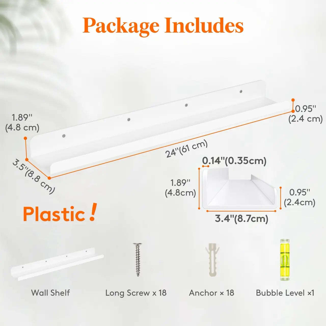 Lifewit Floating Shelves for Wall, Acrylic Shelf, Room Decor Bookcase/Vinyl Record/Photo/Picture in Bedroom, Living Room, Bathroom, Kitchen Storage Hanging Installation