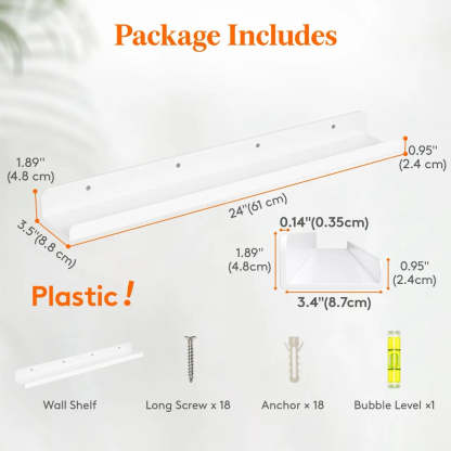 Lifewit Floating Shelves for Wall, Acrylic Shelf, Room Decor Bookcase/Vinyl Record/Photo/Picture in Bedroom, Living Room, Bathroom, Kitchen Storage Hanging Installation