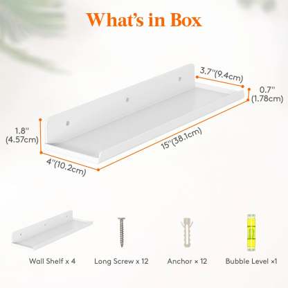 Lifewit Floating Shelves for Wall, Acrylic Shelf, Room Decor Bookcase/Vinyl Record/Photo/Picture in Bedroom, Living Room, Bathroom, Kitchen Storage Hanging Installation