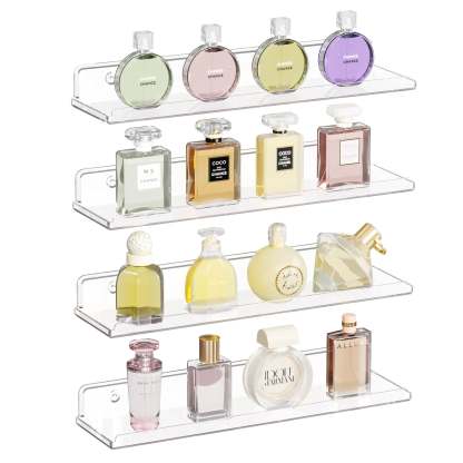 Lifewit Floating Shelves for Wall, Acrylic Shelf, Room Decor Bookcase/Vinyl Record/Photo/Picture in Bedroom, Living Room, Bathroom, Kitchen Storage Hanging Installation