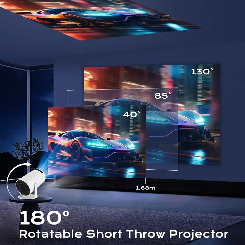 HY300Pro+ Portable Projector Outdoor Mini 4K Decoding with 5G WiFi 6 & BT 5.0 720P Full HD 160 ANSI Lumens for Android Audio Bluetooth Gaming Home Theater