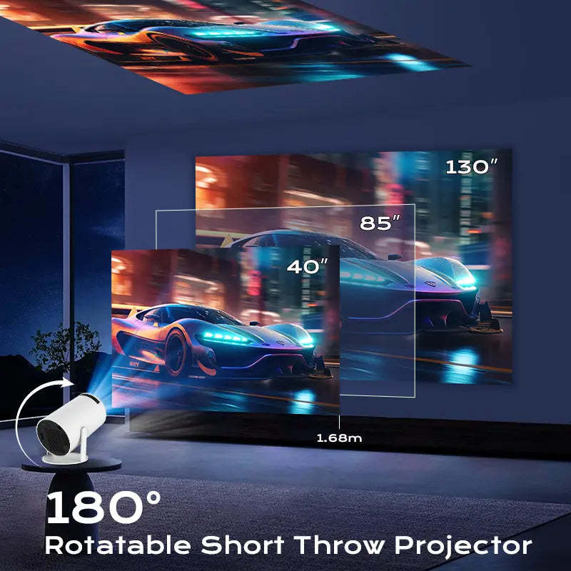 HY300Pro+ Portable Projector Outdoor Mini 4K Decoding with 5G WiFi 6 & BT 5.0 720P Full HD 160 ANSI Lumens for Android Audio Bluetooth Gaming Home Theater