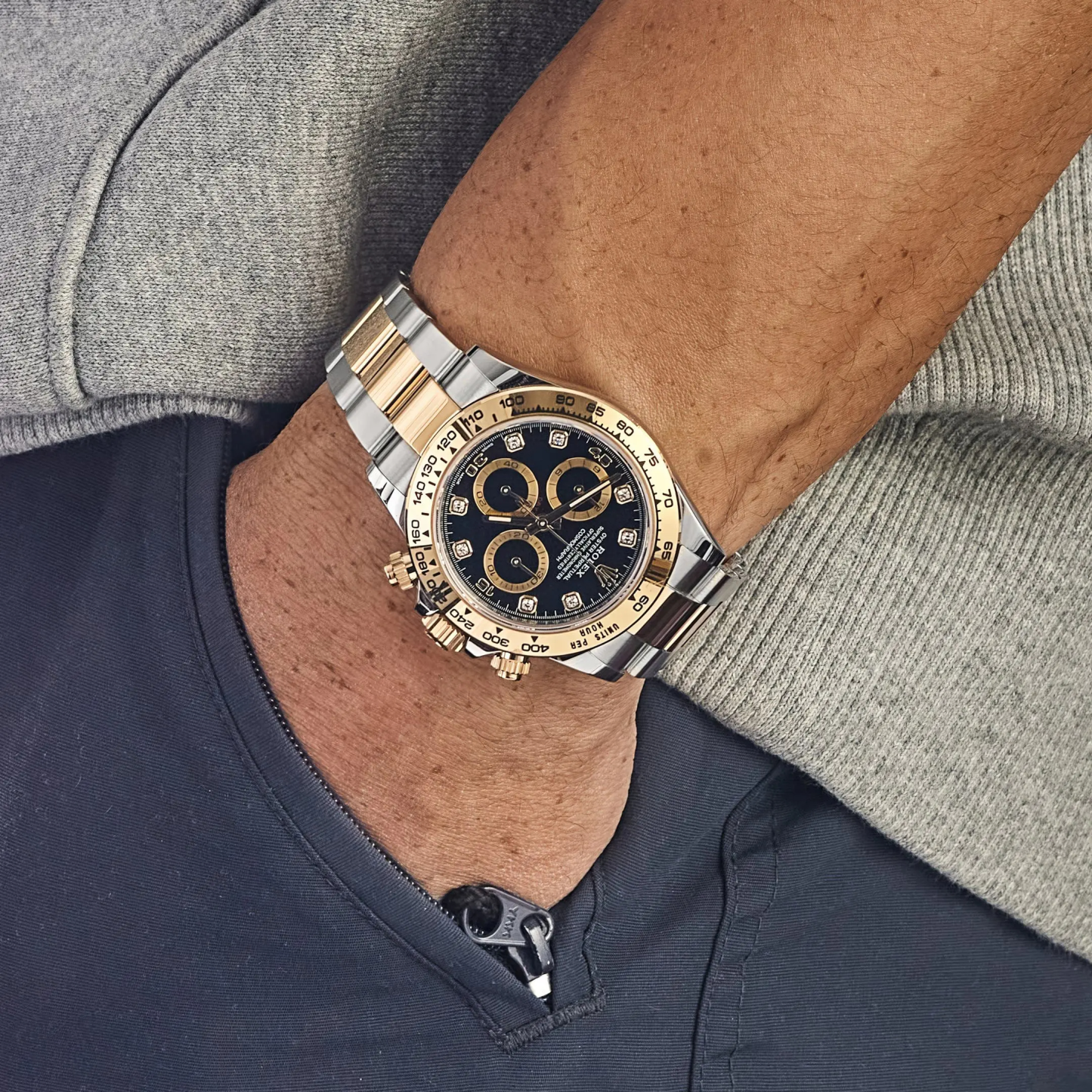 🔥Hot Sale🔥Daytona 116503 Yellow Gold Stainless Steel Black Diamond Dial