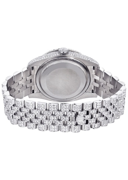 Iced Out rothtlex Datejust 36 MM | Stainless Steel | 16.5 Carats of Diamonds | Full Diamond Roman Diamond Dial | Jubilee Band | Model 116200