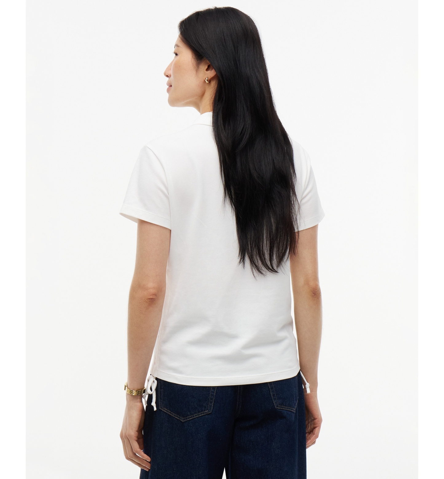 Tommy Hilfiger Women's Short-Sleeve Drawstring Polo Shirt - Ecru