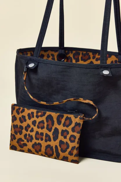 BAGGU Medium Nylon Reverse Tote Bag - Leopard Mix