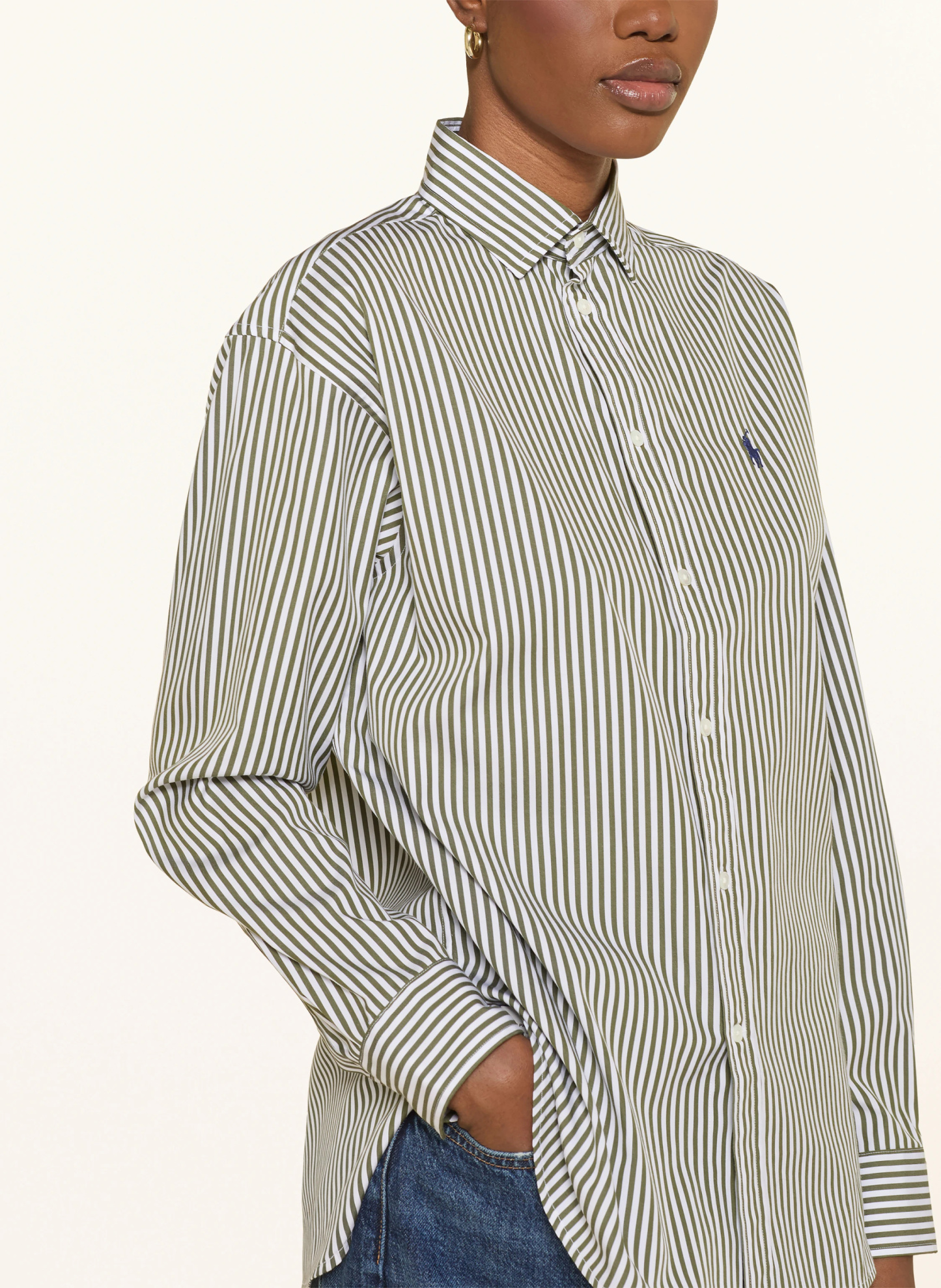 POLO RALPH LAUREN Hemdbluse – OLIV / WEISS