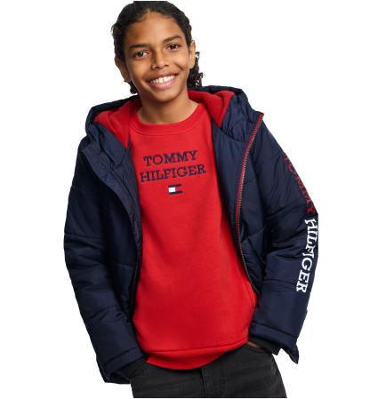 Tommy Hilfiger Boys' 8-20 Logo Puffer Jacket - Navy Blazer