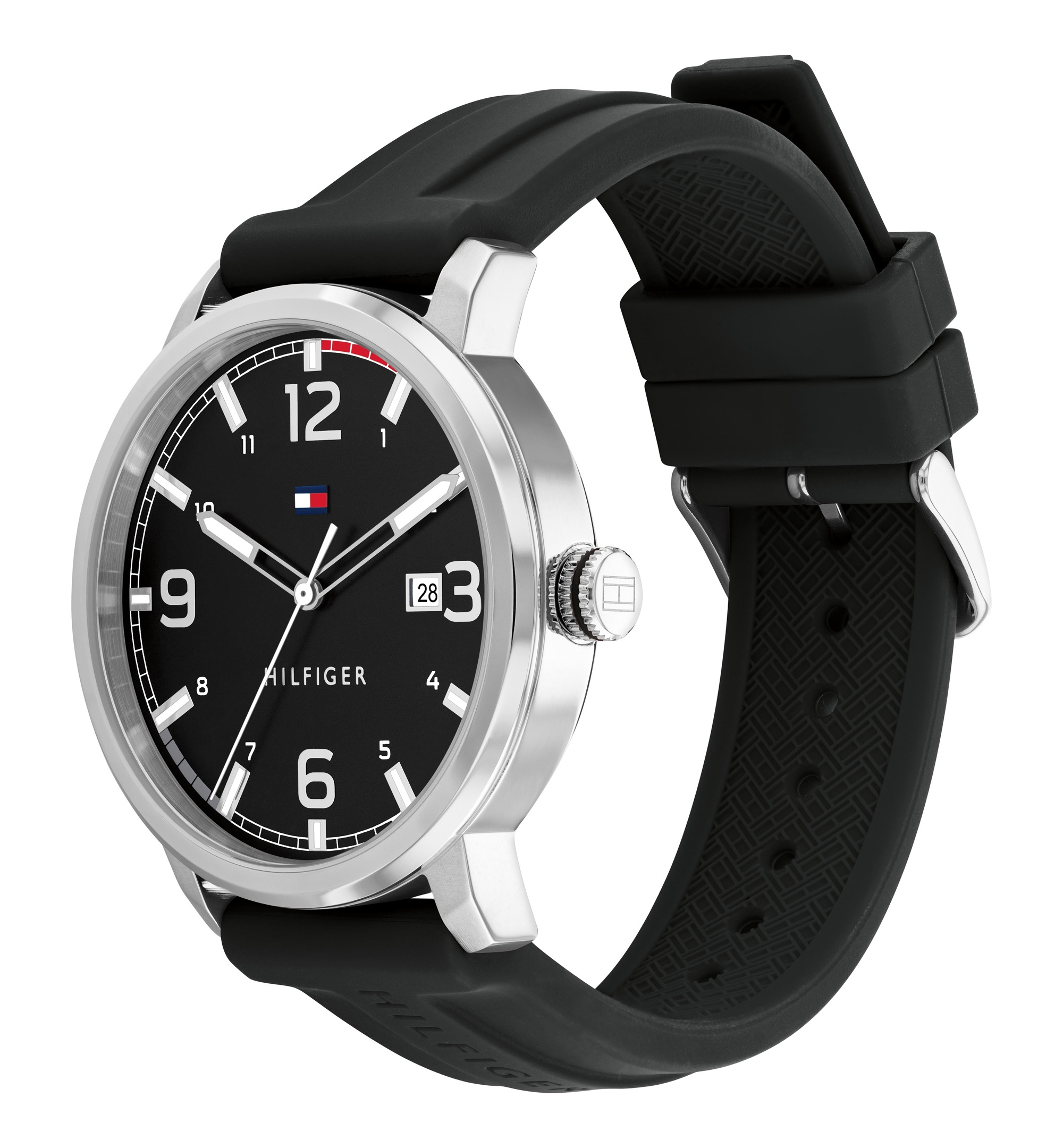Tommy Hilfiger Men's Black Silicone Strap Watch 46mm, Created for Macy's - Black