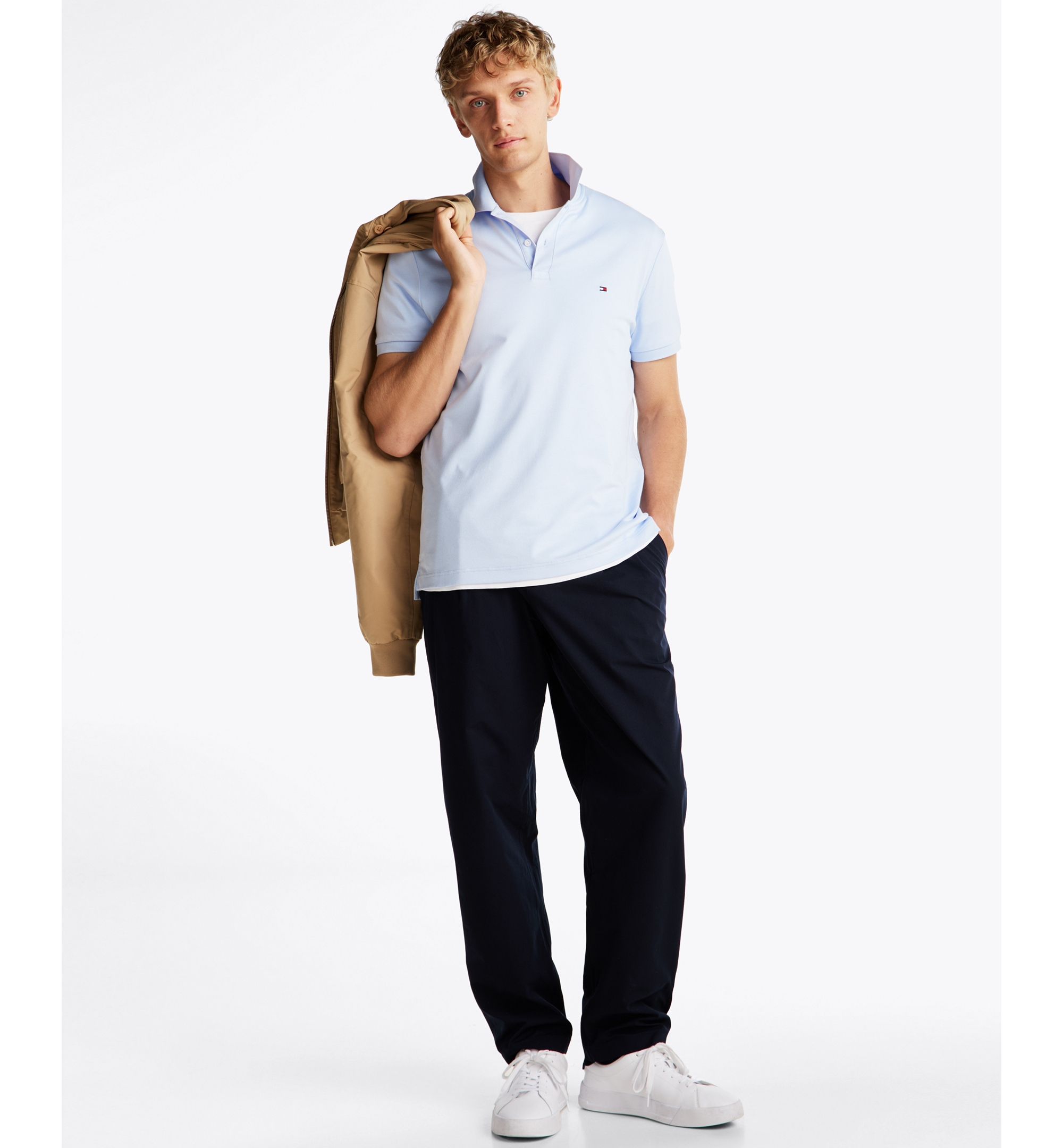Tommy Hilfiger Men's Regular-Fit Smooth Touch Liquid Cotton Polo Shirts - Breezy Blue