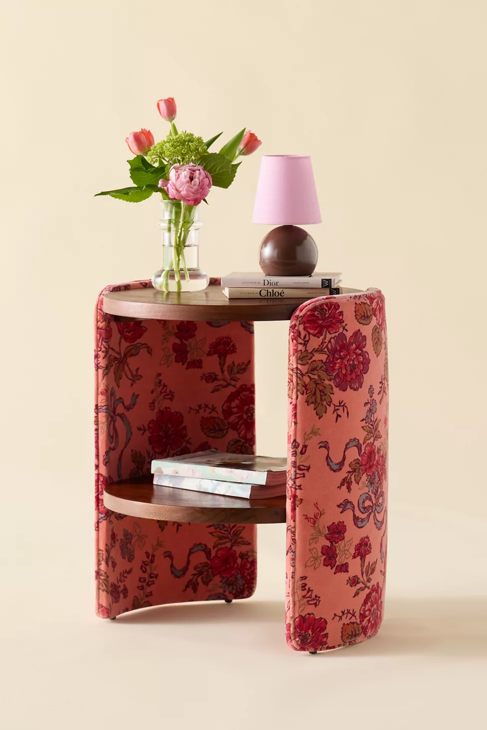 Jane Round Upholstered Storage Nightstand - Caitlyn Floral