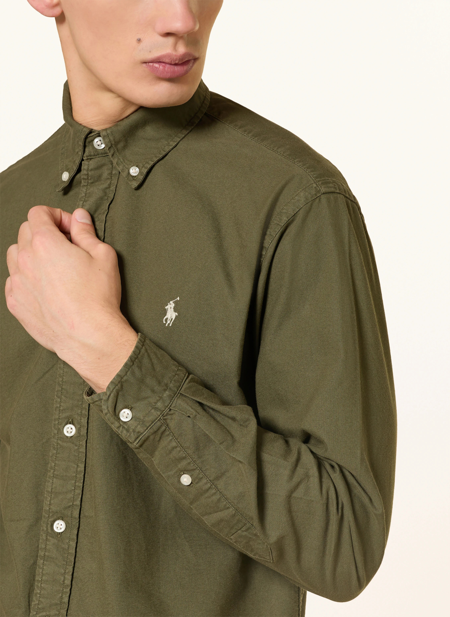 POLO RALPH LAUREN Oxfordhemd Custom Fit – OLIV / CREME