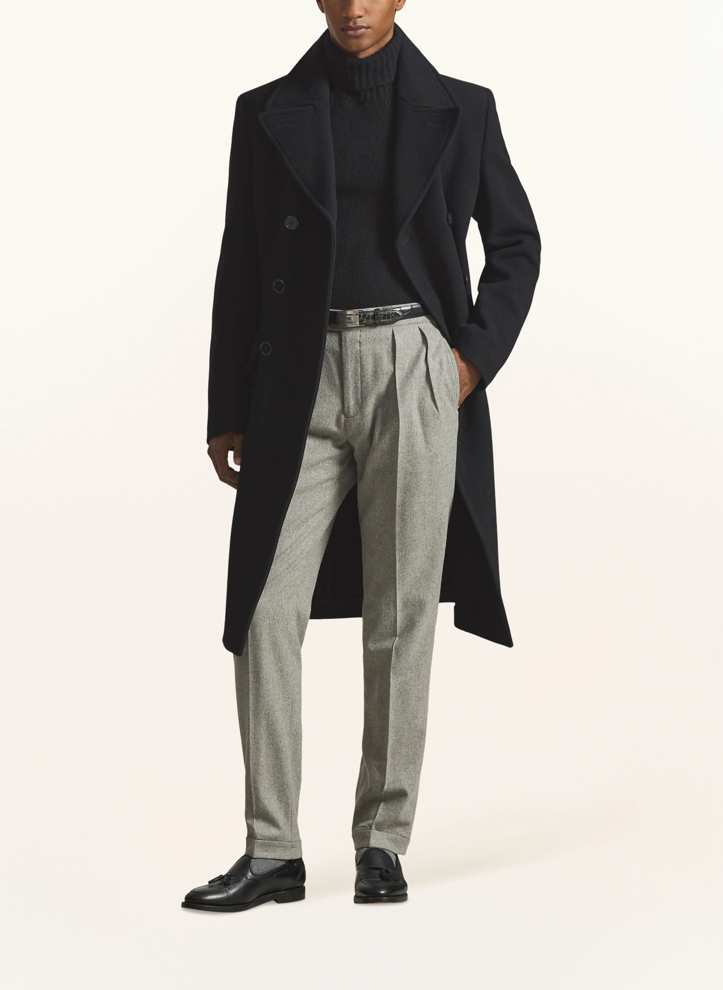 POLO RALPH LAUREN Wollmantel MELTON – SCHWARZ