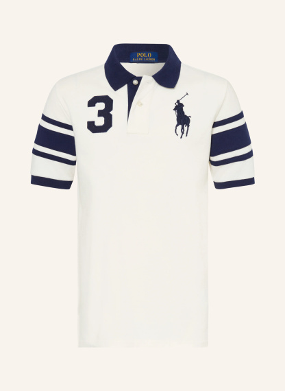 POLO RALPH LAUREN Piqué-Poloshirt – CREME / DUNKELBLAU