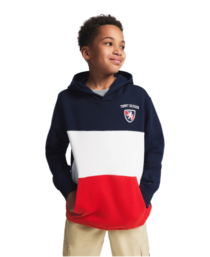 Tommy Hilfiger Boys' 8-20 Color-Blocked Logo Hoodie - Navy Blazer