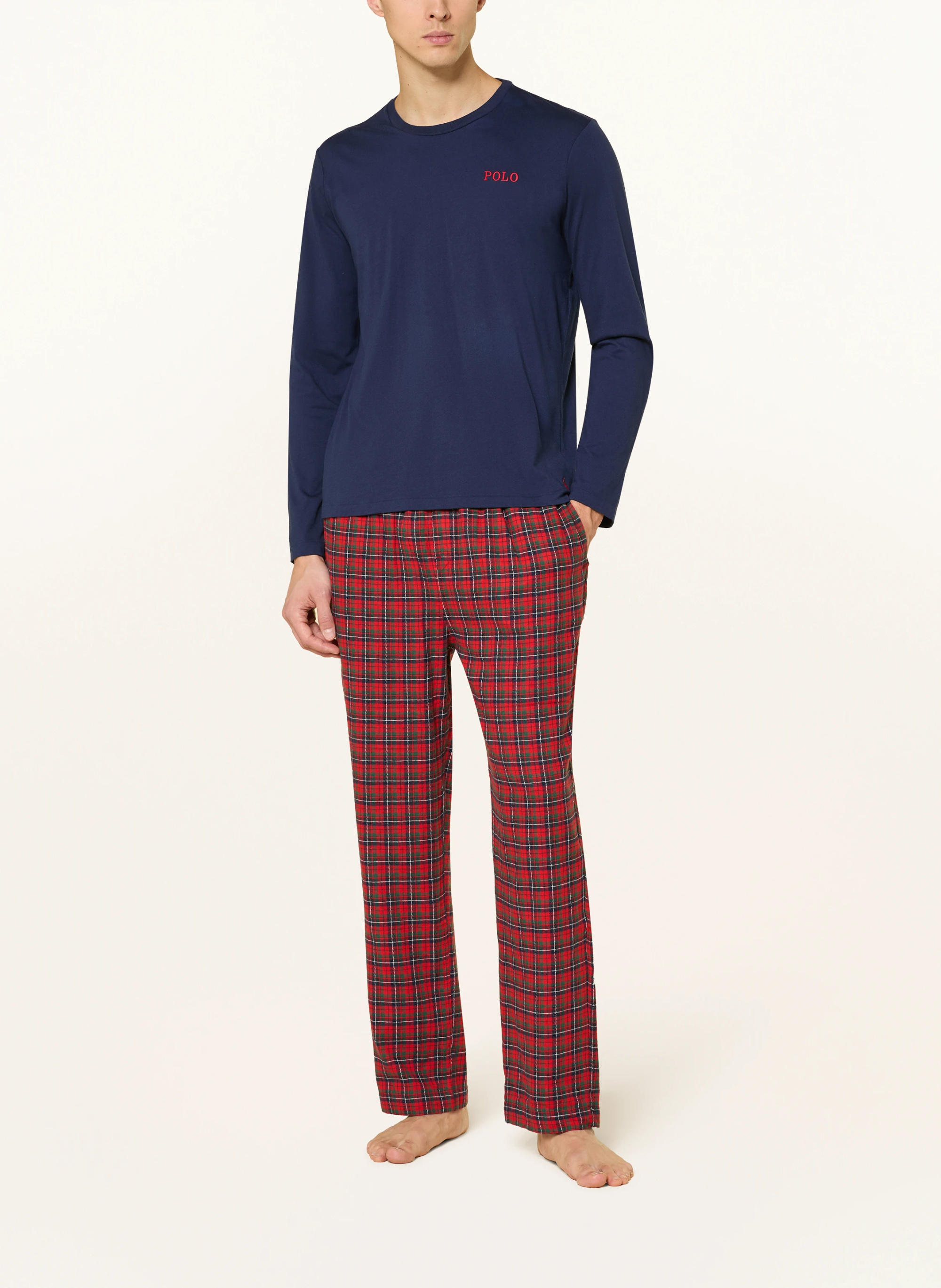 POLO RALPH LAUREN Schlafanzug aus Flanell – DUNKELBLAU / ROT / GRÜN