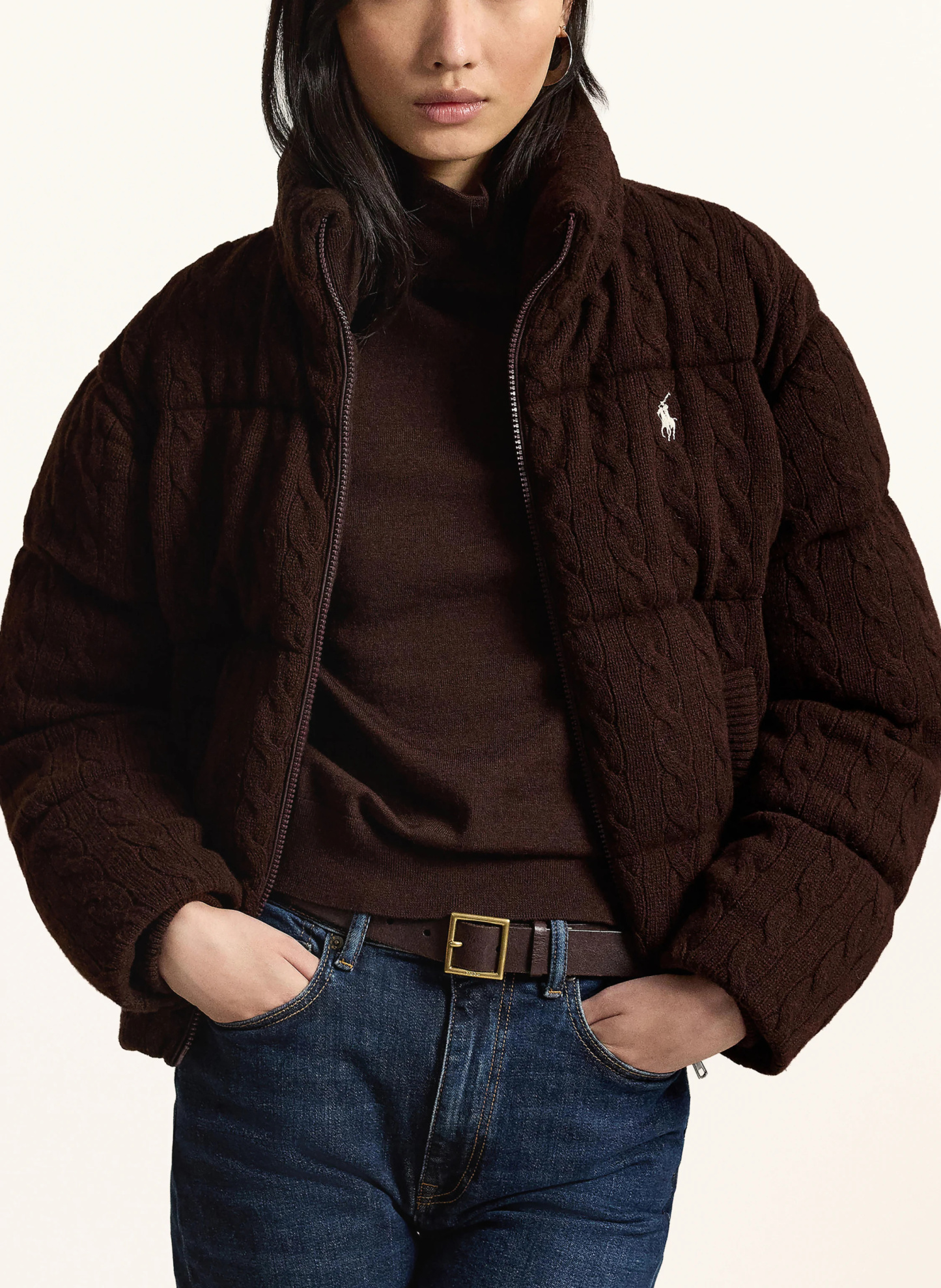 POLO RALPH LAUREN Steppjacke – DUNKELBRAUN / ECRU