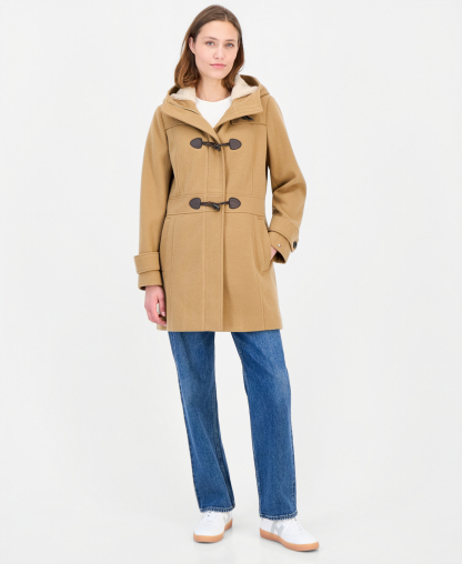 Tommy Hilfiger Women's Faux-Fur-Lined Hooded Toggle Coat - Camel