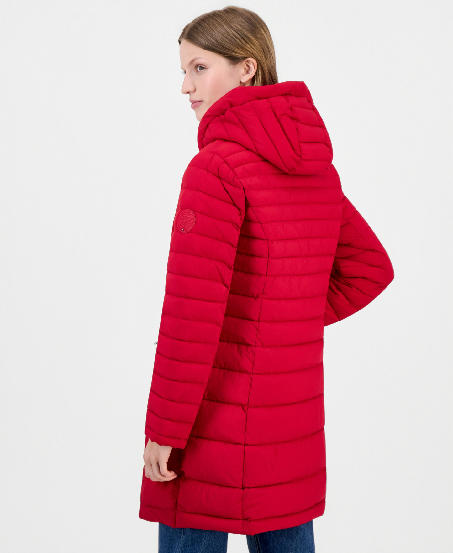 Tommy Hilfiger Women's Puffer Packable Hooded Coat - CRIMSON