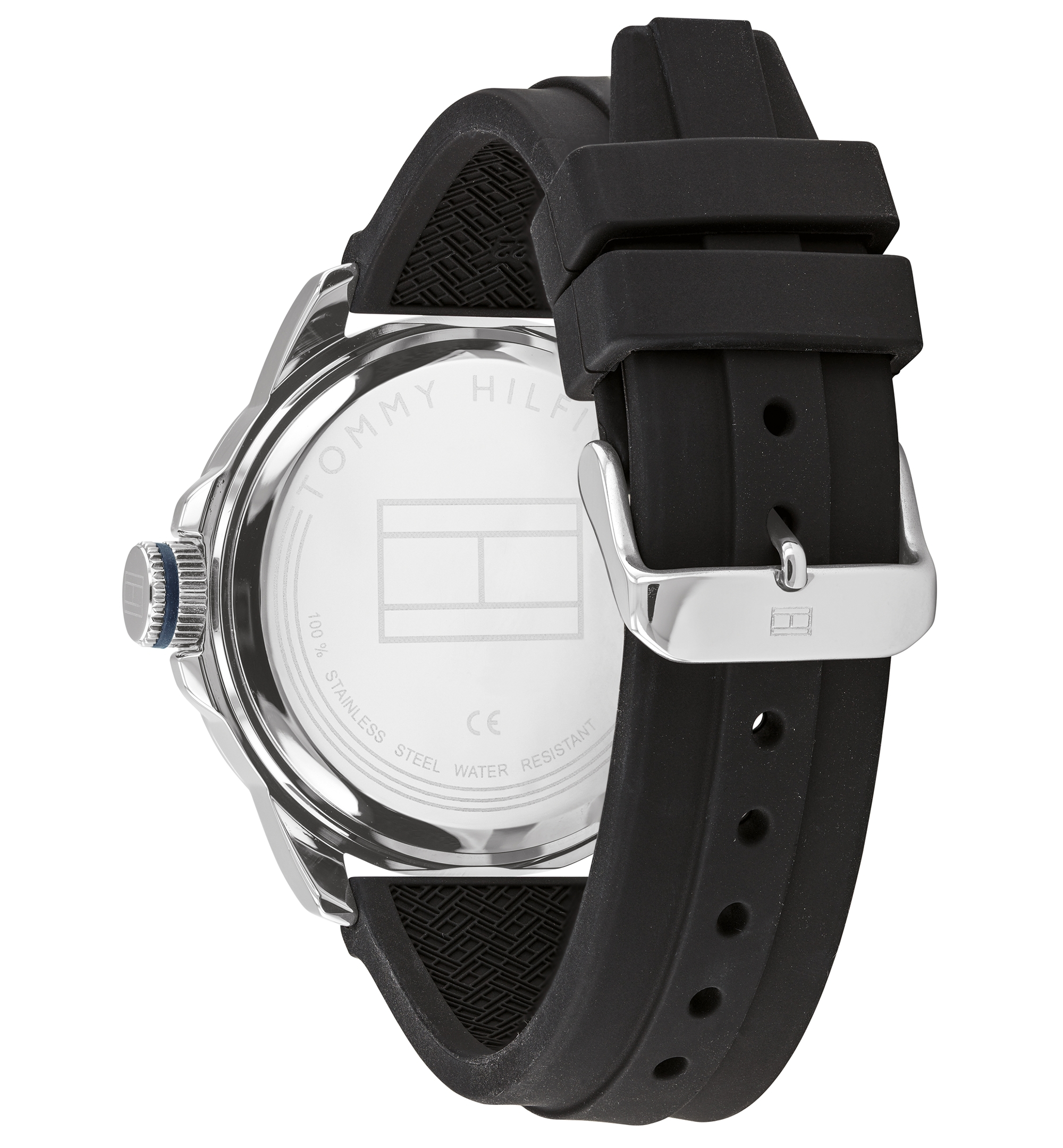 Tommy Hilfiger Men's Black Silicone Strap Watch 44mm, Created for Macy's - Black