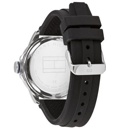 Tommy Hilfiger Men's Black Silicone Strap Watch 44mm, Created for Macy's - Black
