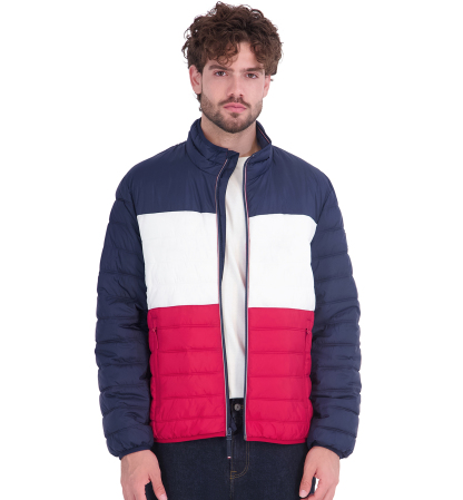Tommy Hilfiger Men's Unhooded Packable Jacket - Red/White/Blue Colorblock