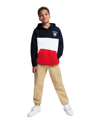 Tommy Hilfiger Boys' 8-20 Color-Blocked Logo Hoodie - Navy Blazer