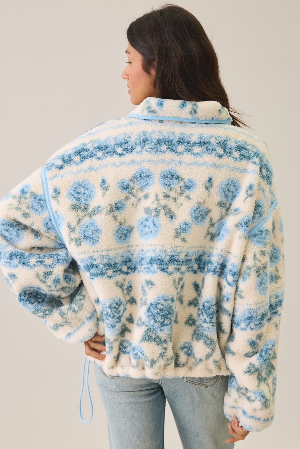 Out From Under Pretty Plush Fleece Quarter Zip Pullover - Blue Multi