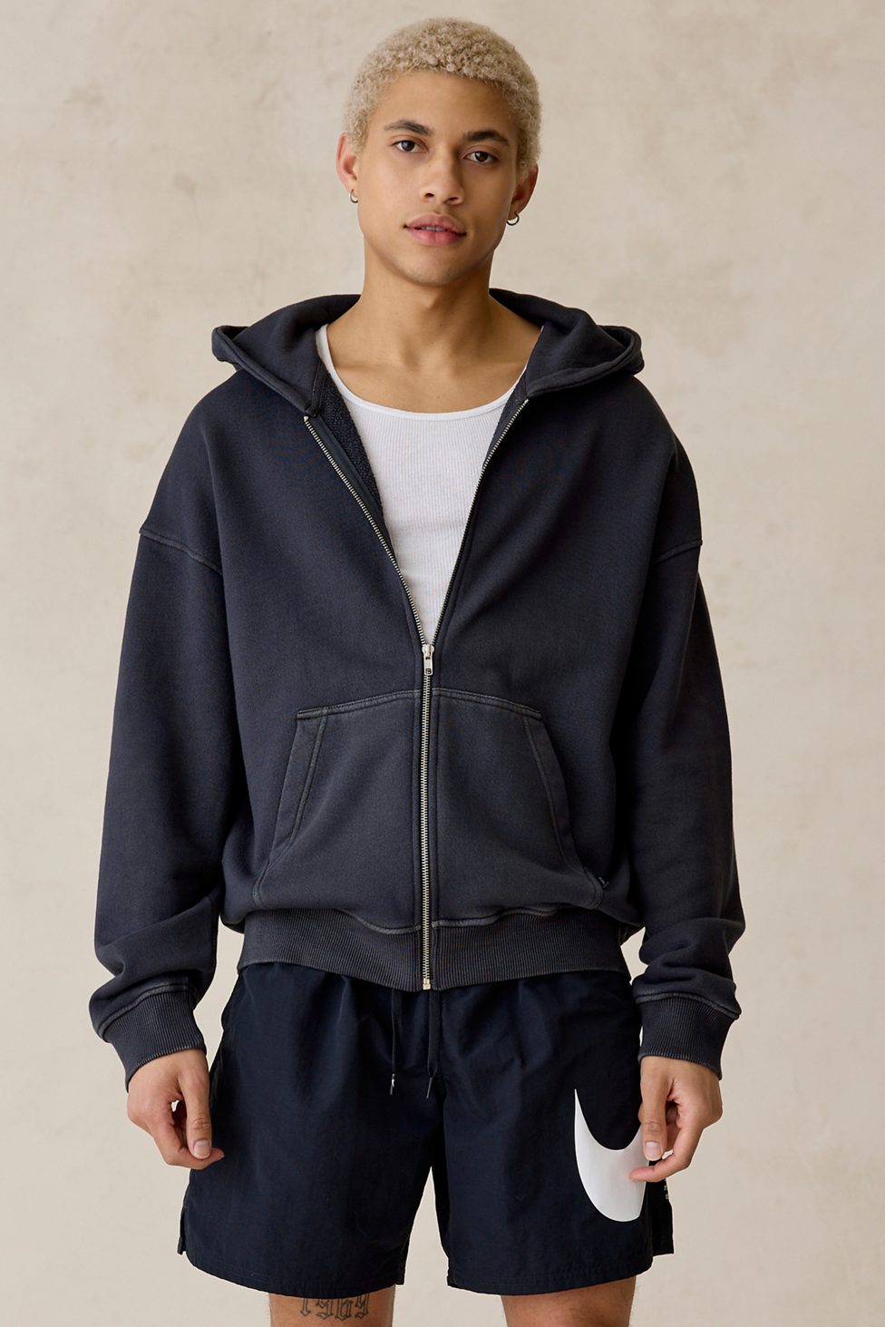 Standard Cloth Pregame Zip-Up Hoodie Sweatshirt - Washed Black