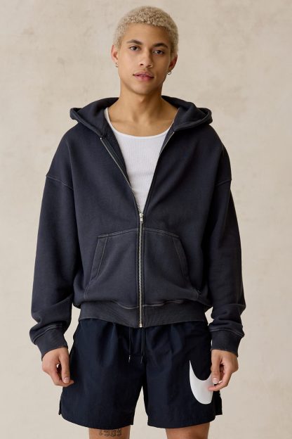 Standard Cloth Pregame Zip-Up Hoodie Sweatshirt - Washed Black