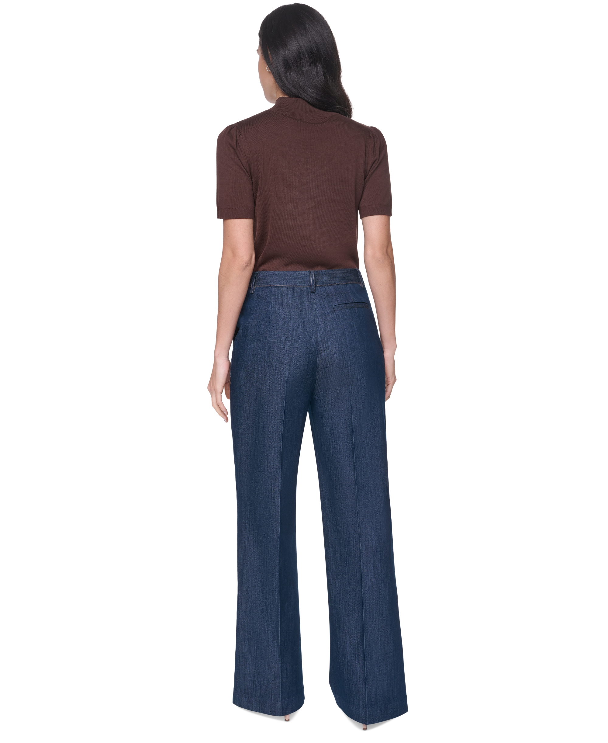 Tommy Hilfiger Women's Short-Sleeve Mock-Neck Puff-Sleeve Sweater - Chicory
