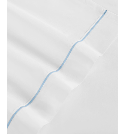 Tommy Hilfiger Solid 200-Thread Count Hem Stripe Cotton Percale Sheet Set - White/Boathouse Blue