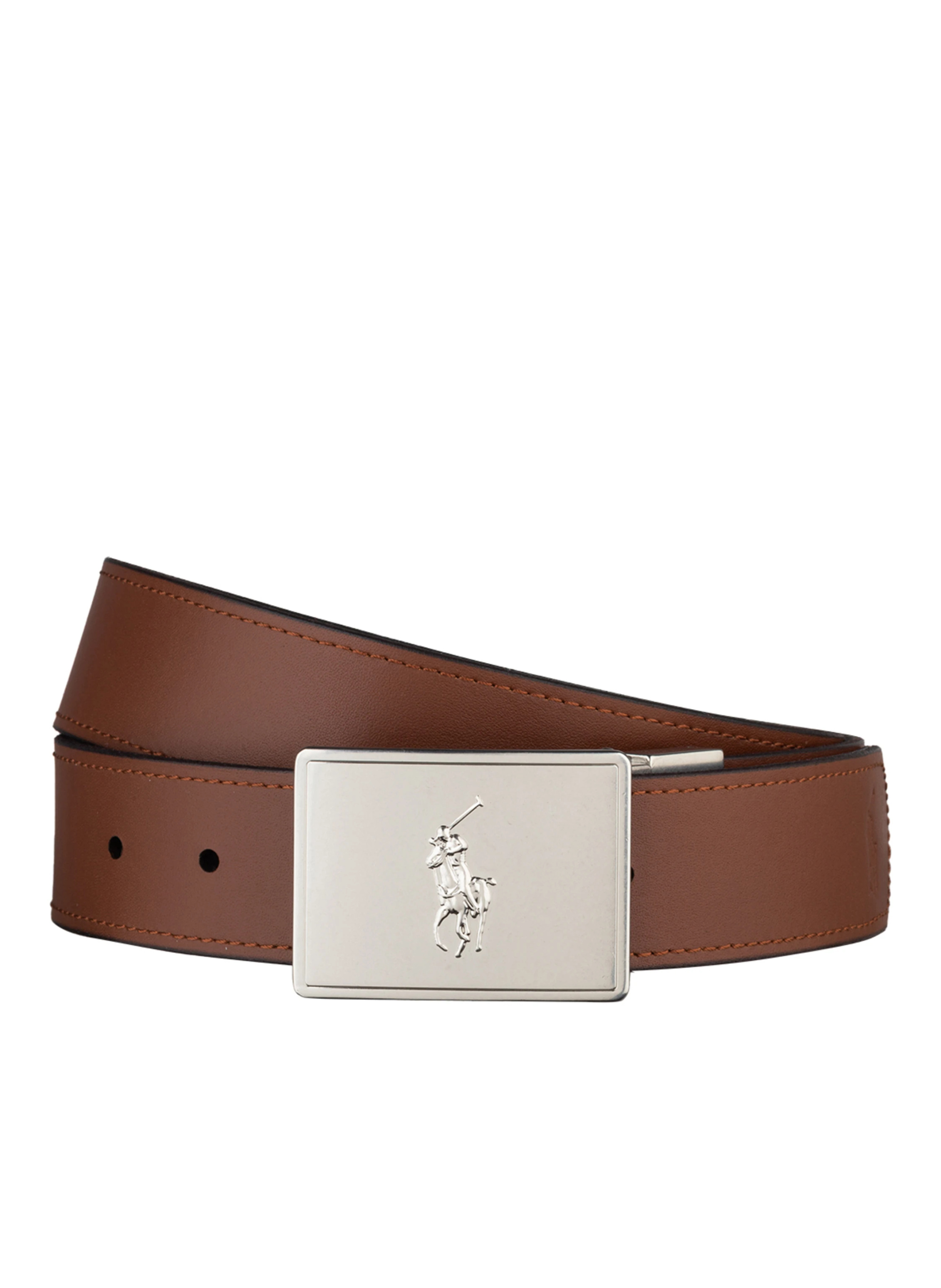 POLO RALPH LAUREN Set: Ledergürtel und Schließen – SCHWARZ / BRAUN