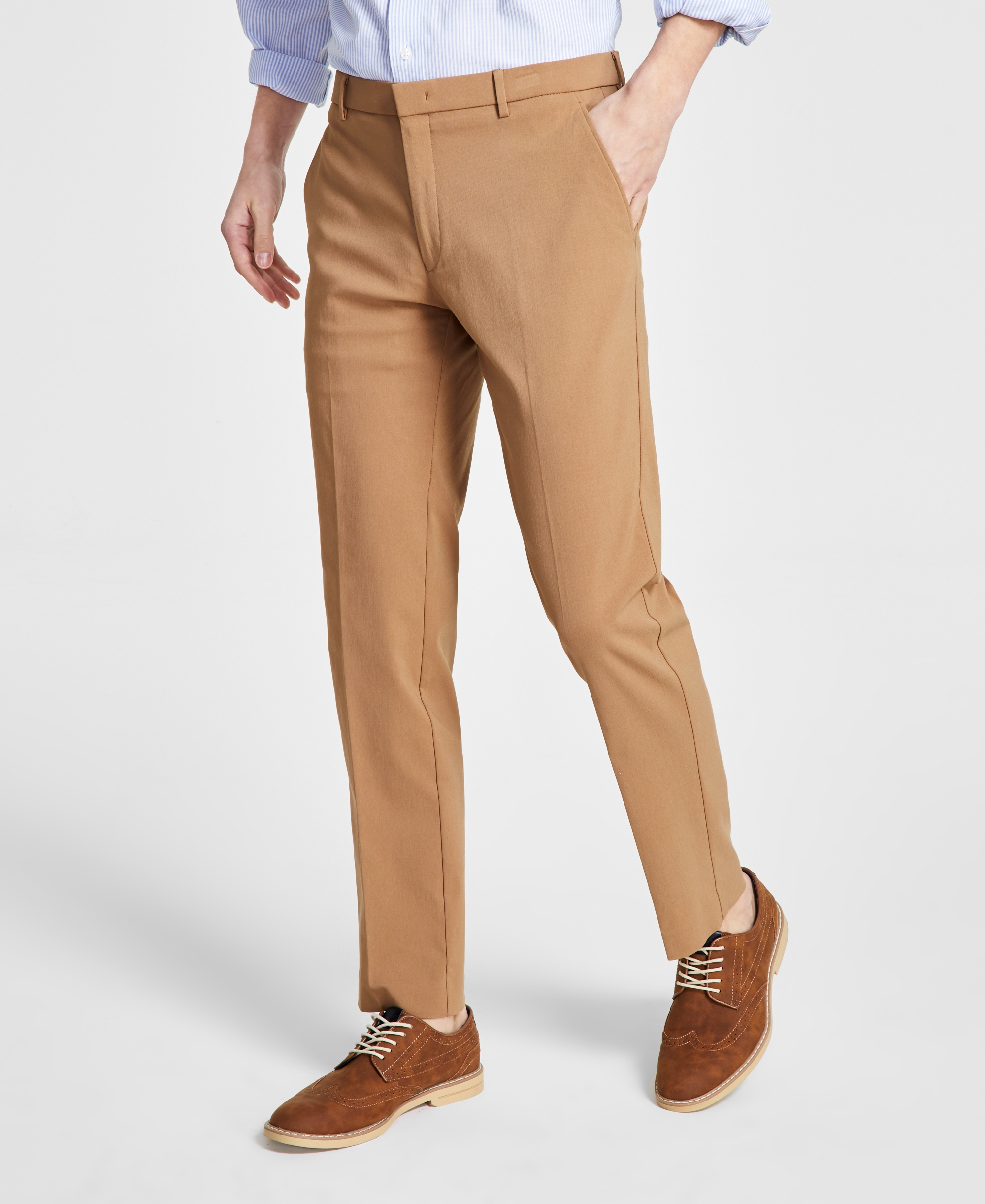 Tommy Hilfiger Men's Modern-Fit TH Flex Stretch Solid Performance Pants - Light Camel