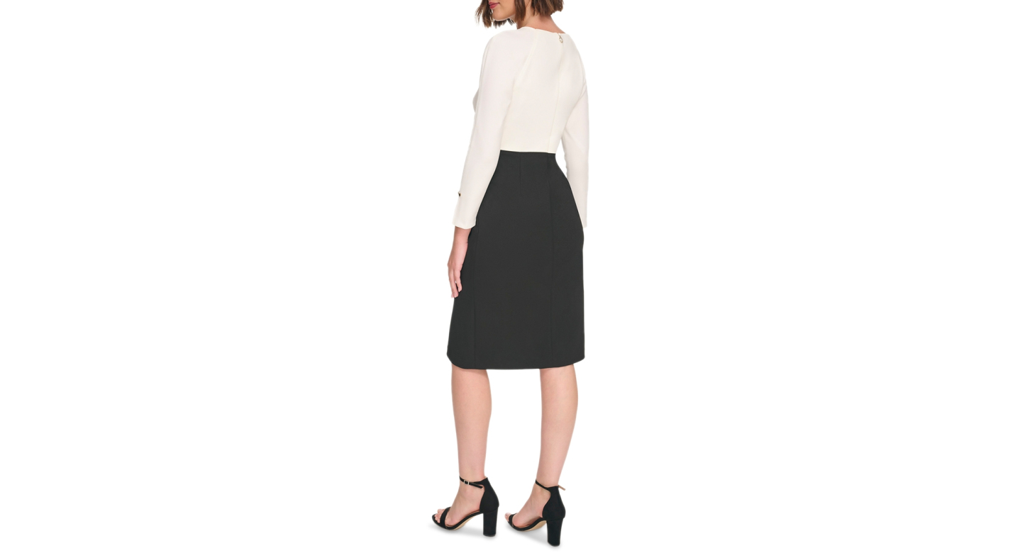 Tommy Hilfiger Women's Keyhole-Neck Sheath Dress - Cream.black