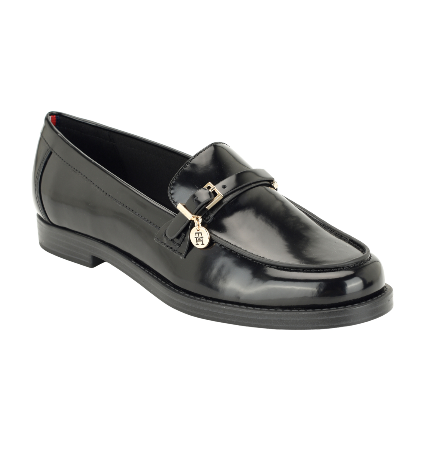 Tommy Hilfiger Women's Maxline Charm Buckle Strap Slip-On Dress Loafers - Black Patent