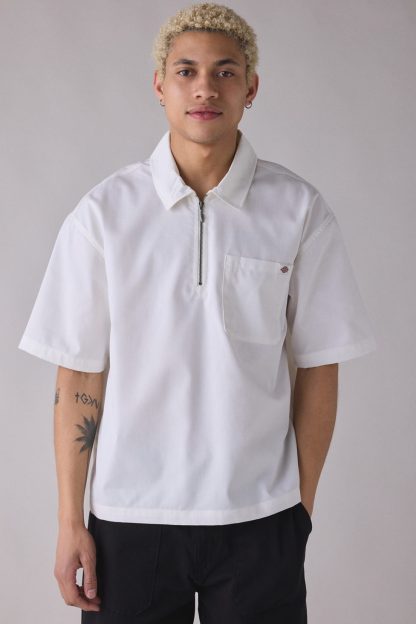 Dickies Cadiz Quarter-Zip Boxy Fit Work Shirt - Ivory