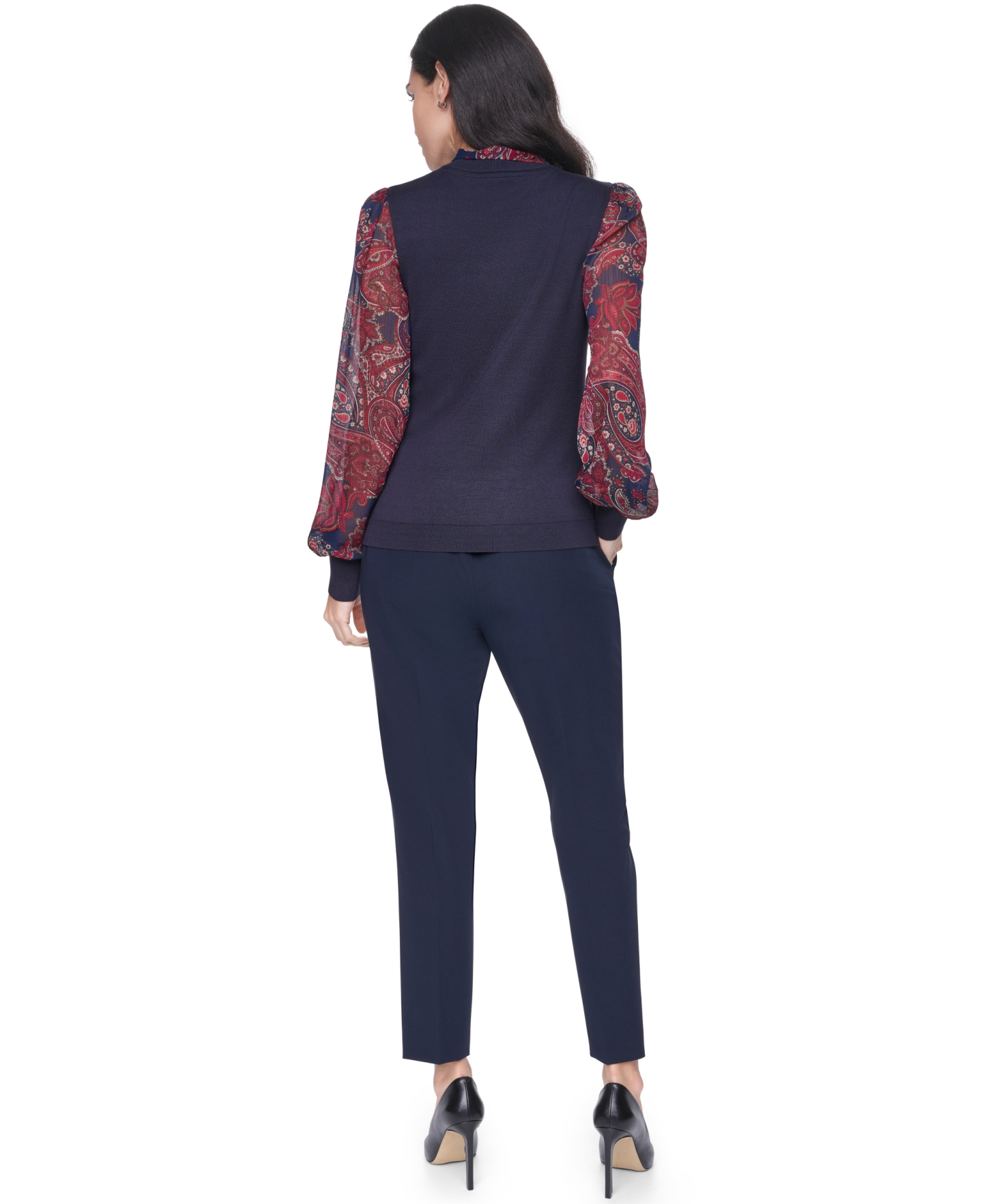 Tommy Hilfiger Women's Paisley V-Neck Sweater - Midnight