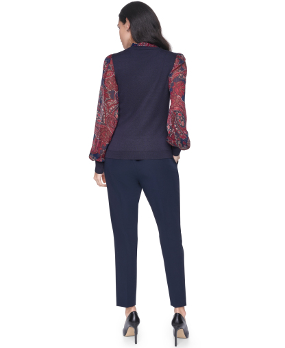 Tommy Hilfiger Women's Paisley V-Neck Sweater - Midnight