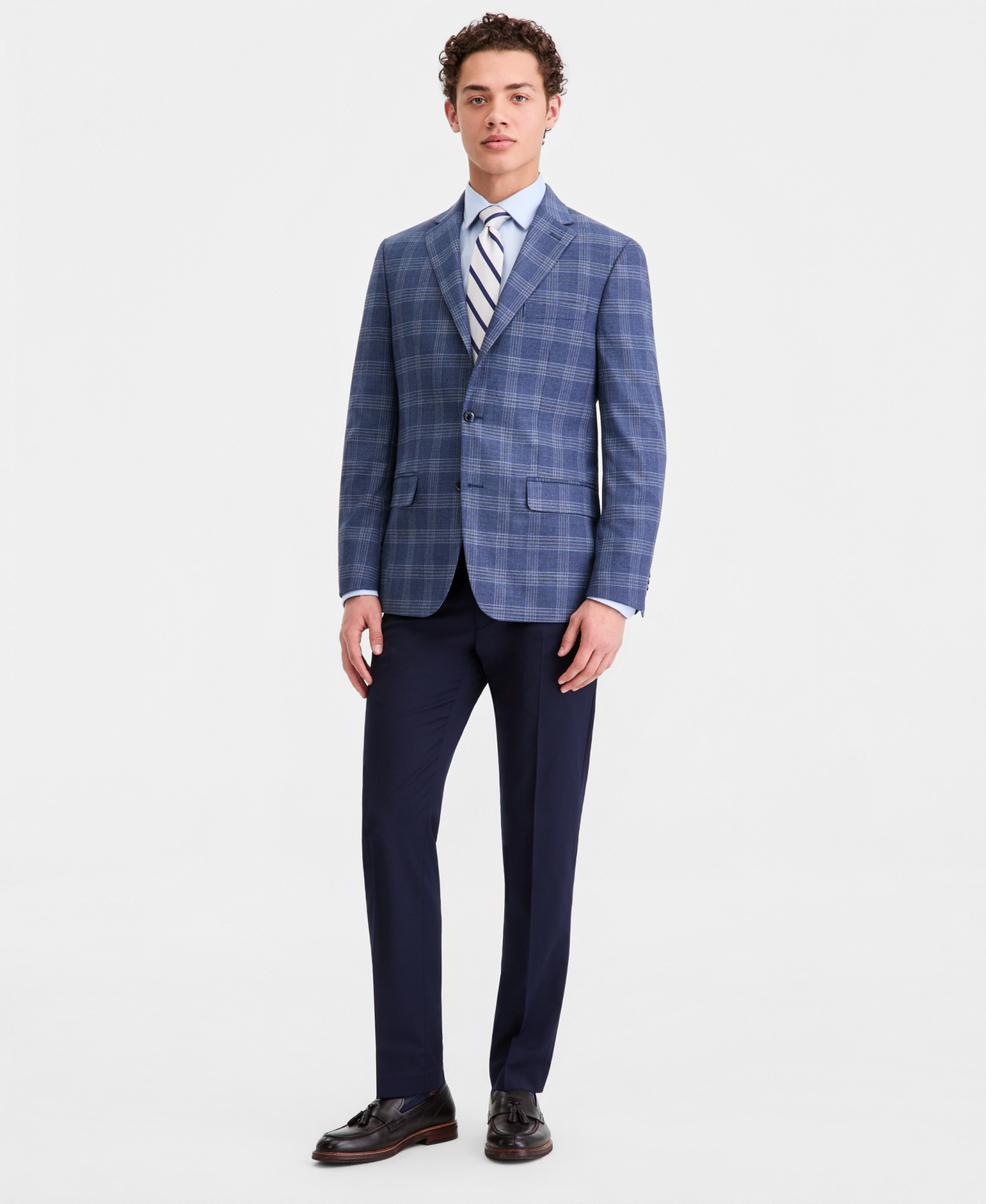 Tommy Hilfiger Men's Modern-Fit Patterned Blazer - Dark Blue Plaid
