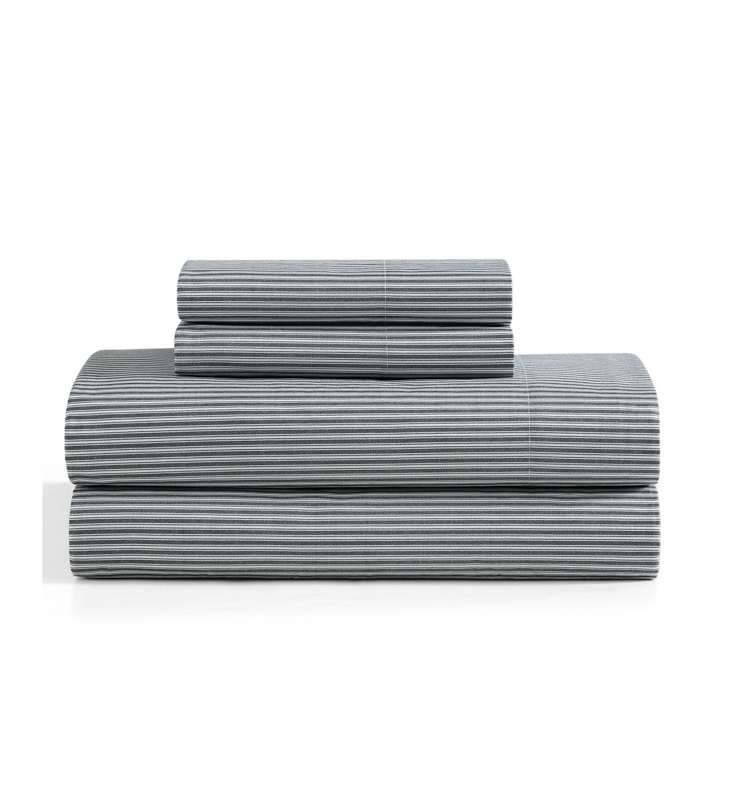 Tommy Hilfiger Printed 200-Thread Count Cotton Percale Sheet Set - Highland Ticking Stripe Navy