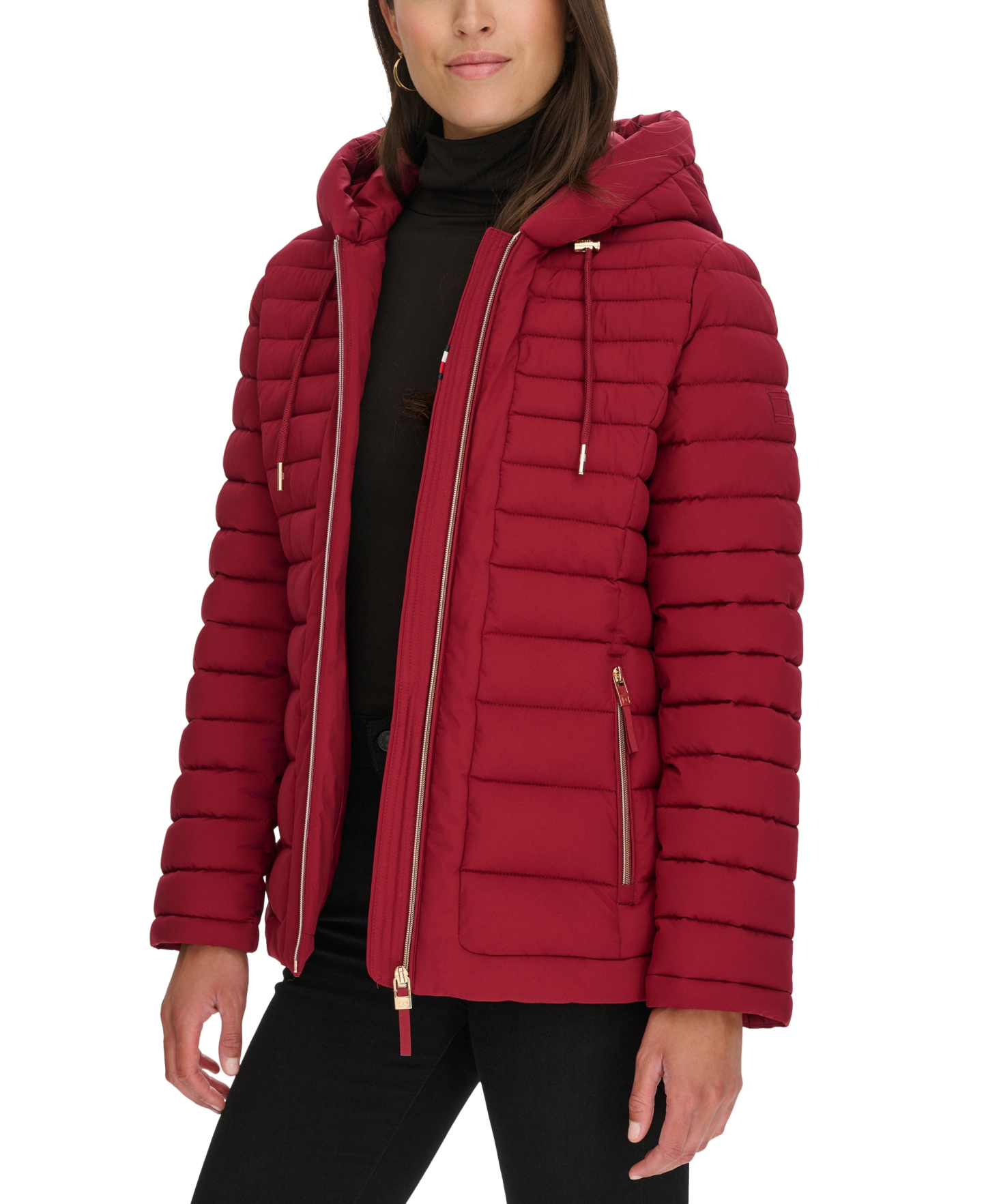 Tommy Hilfiger Women's Hooded Packable Puffer Coat - Rouge
