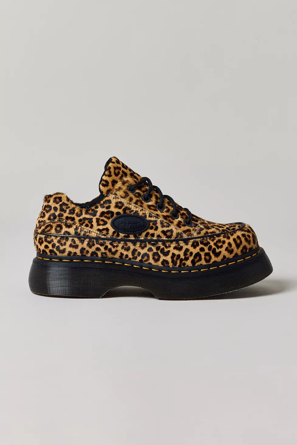 Dr. Martens Women's Buzz Leopard Print 5-Eye Shoes - Light Tan Mini Leopard
