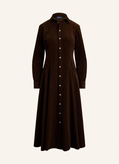 POLO RALPH LAUREN Hemdblusenkleid aus Cord – DUNKELBRAUN