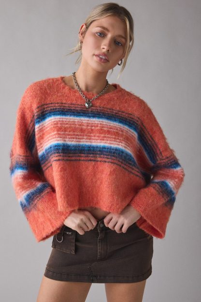 BDG Bailey Brushed Knit Oversized Pullover Sweater - Orange