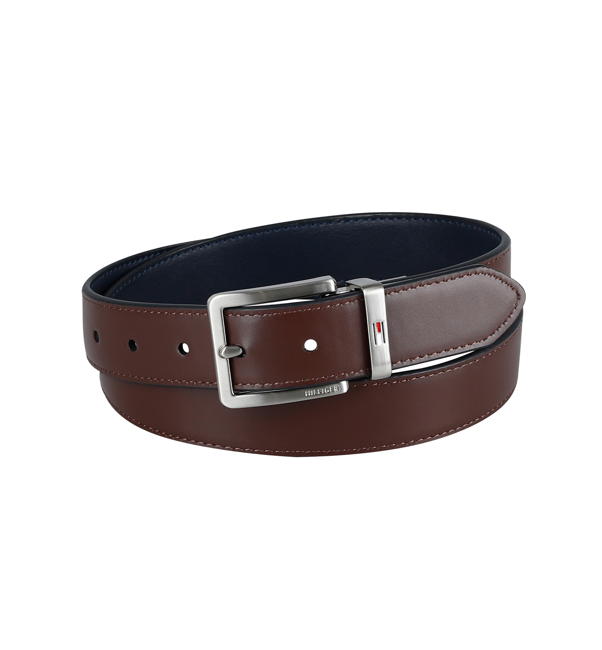 32MM Tommy Hilfiger Men's Two-In-One Reversible Dress Belt - Navy/Brown