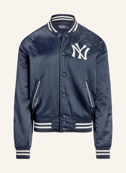 POLO RALPH LAUREN College-Jacke aus Satin – DUNKELBLAU / WEISS