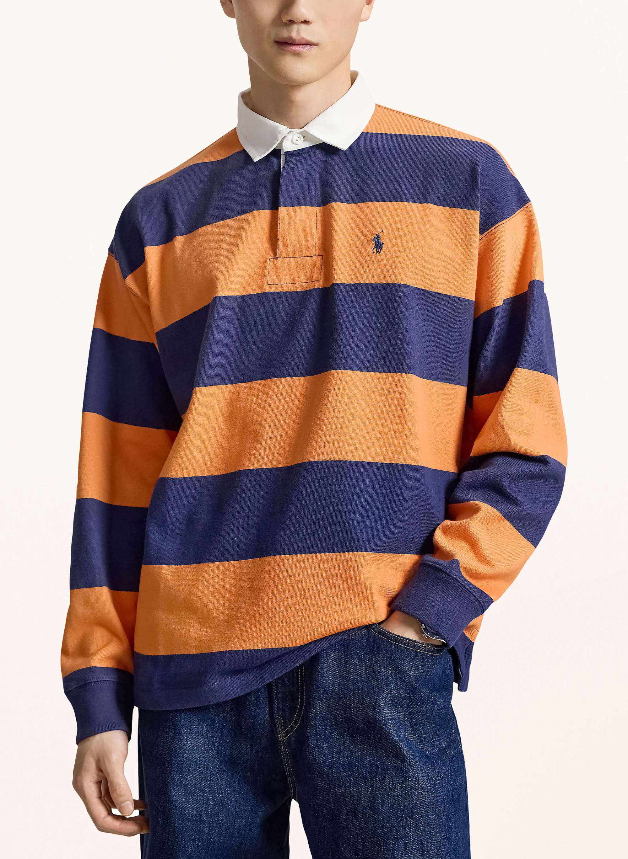 POLO RALPH LAUREN Rugbyshirt – DUNKELBLAU / ORANGE / WEISS